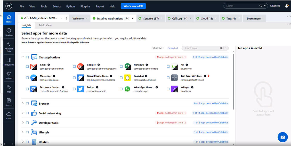 Cellebrite Physical Analyzer selective decoding