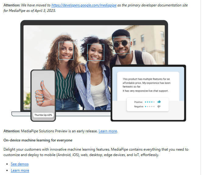 mediapipe 项目介绍图