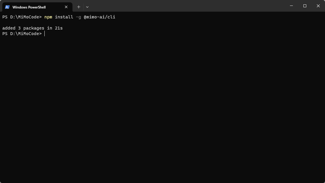 Windows PowerShell安装mimo