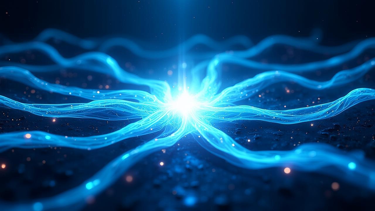 Abstract visualization of an AI agent network: mul