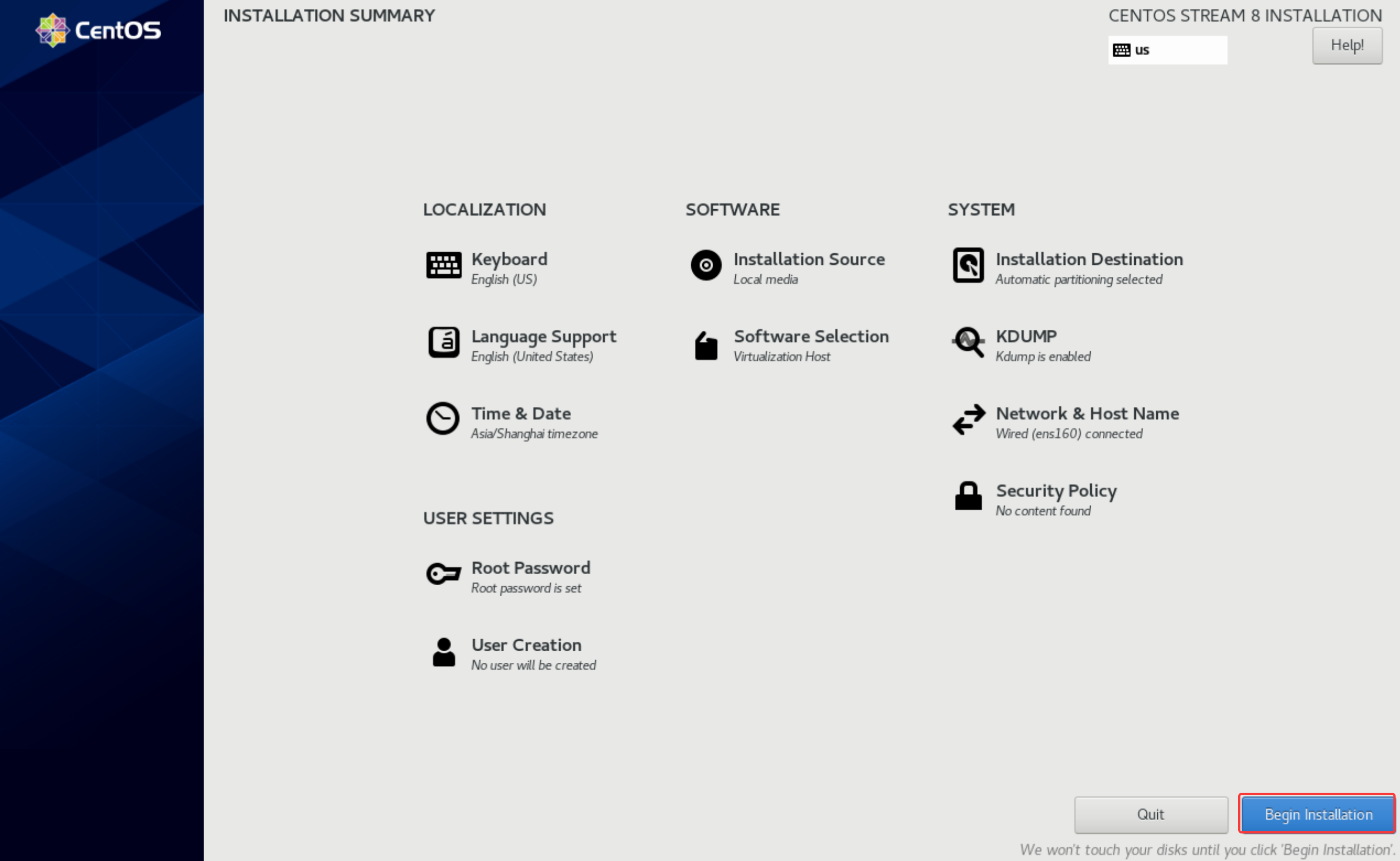 Begin Installation开始安装