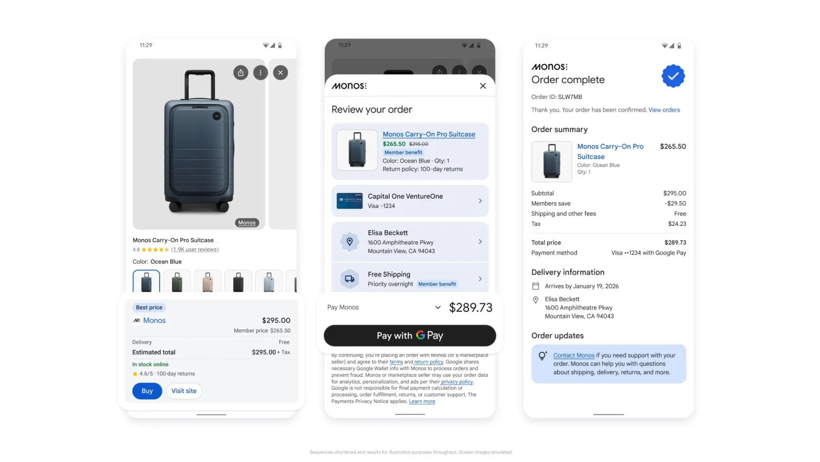 Gemini app and Google AI Mode adding product checkout