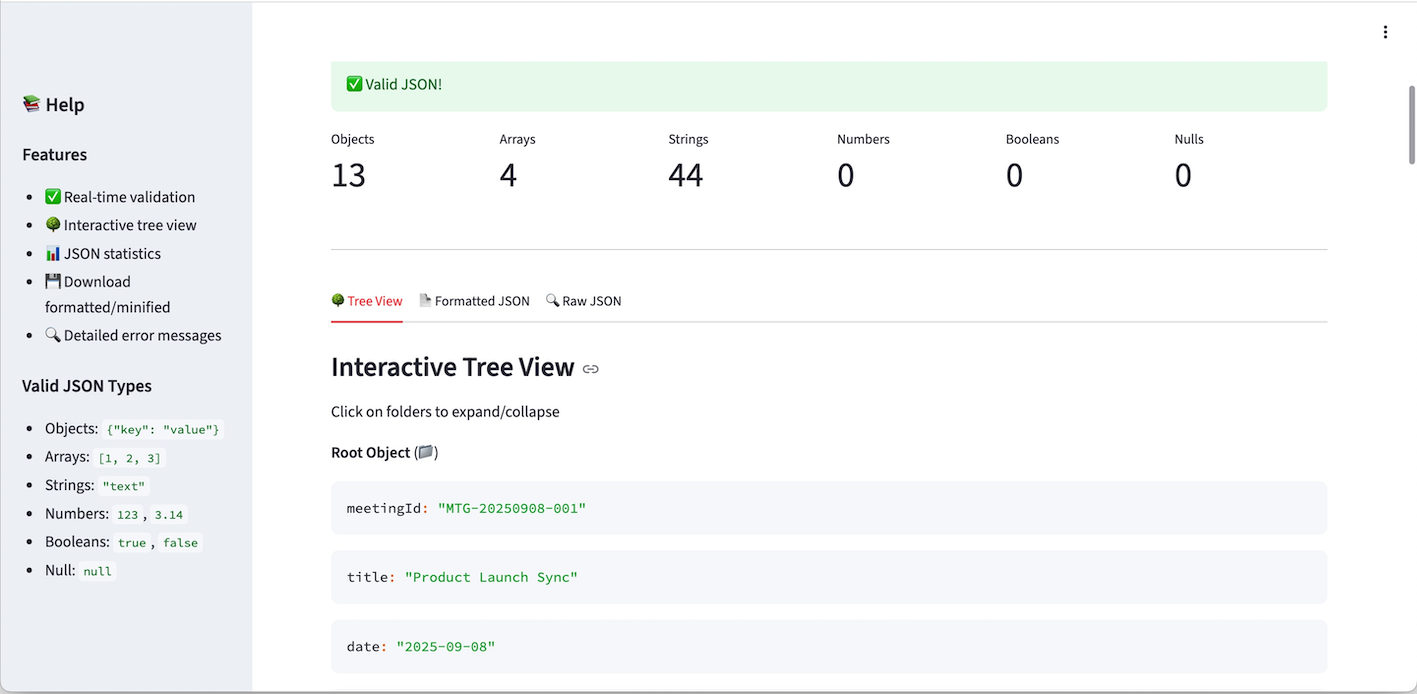 An example of JSON Validator - 2