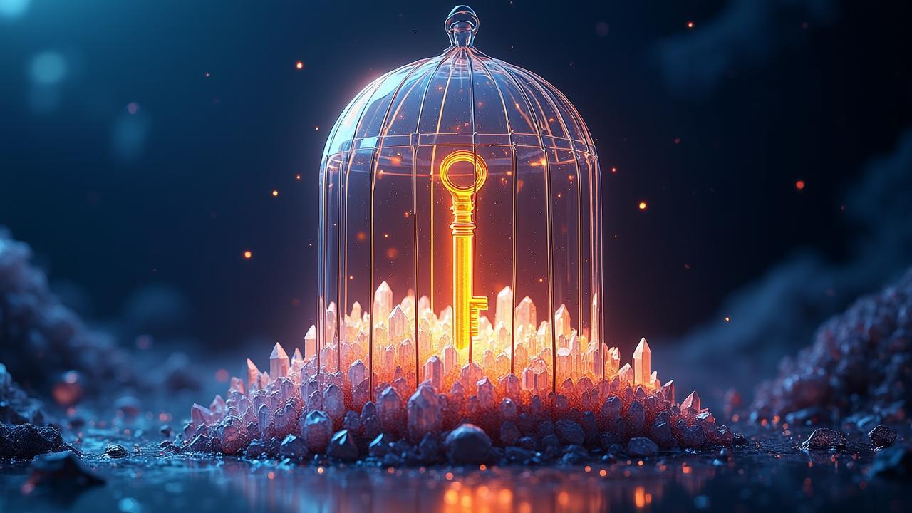 A visual metaphor of a luminous key floating insid