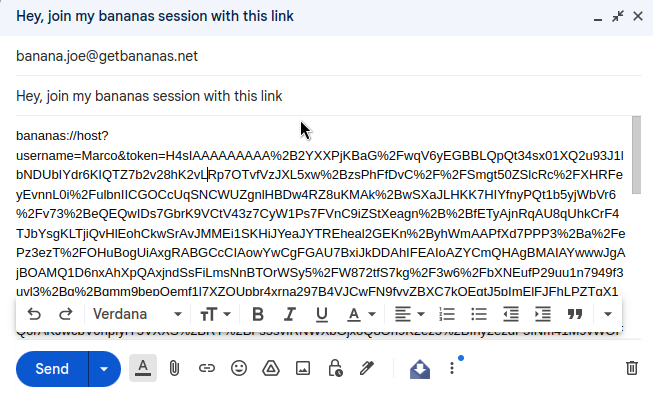 send host connection string to participant