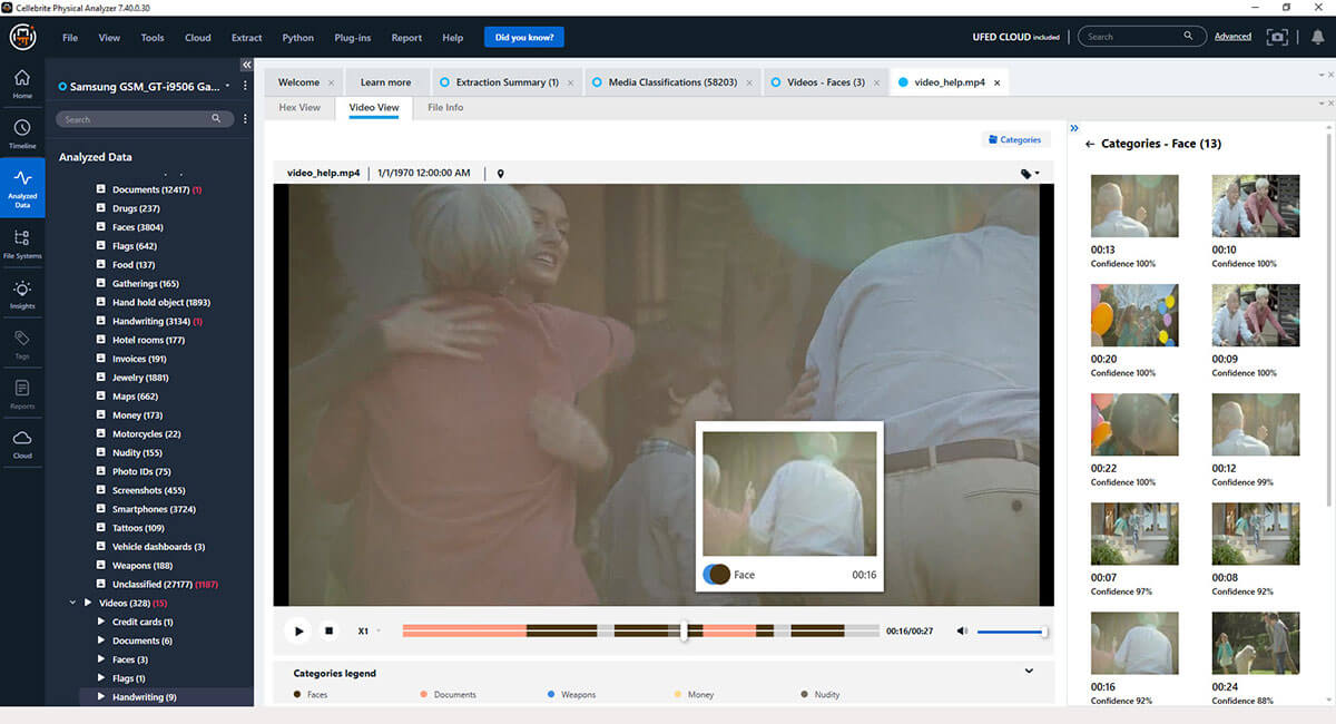 Cellebrite Physical Analyzer media classification
