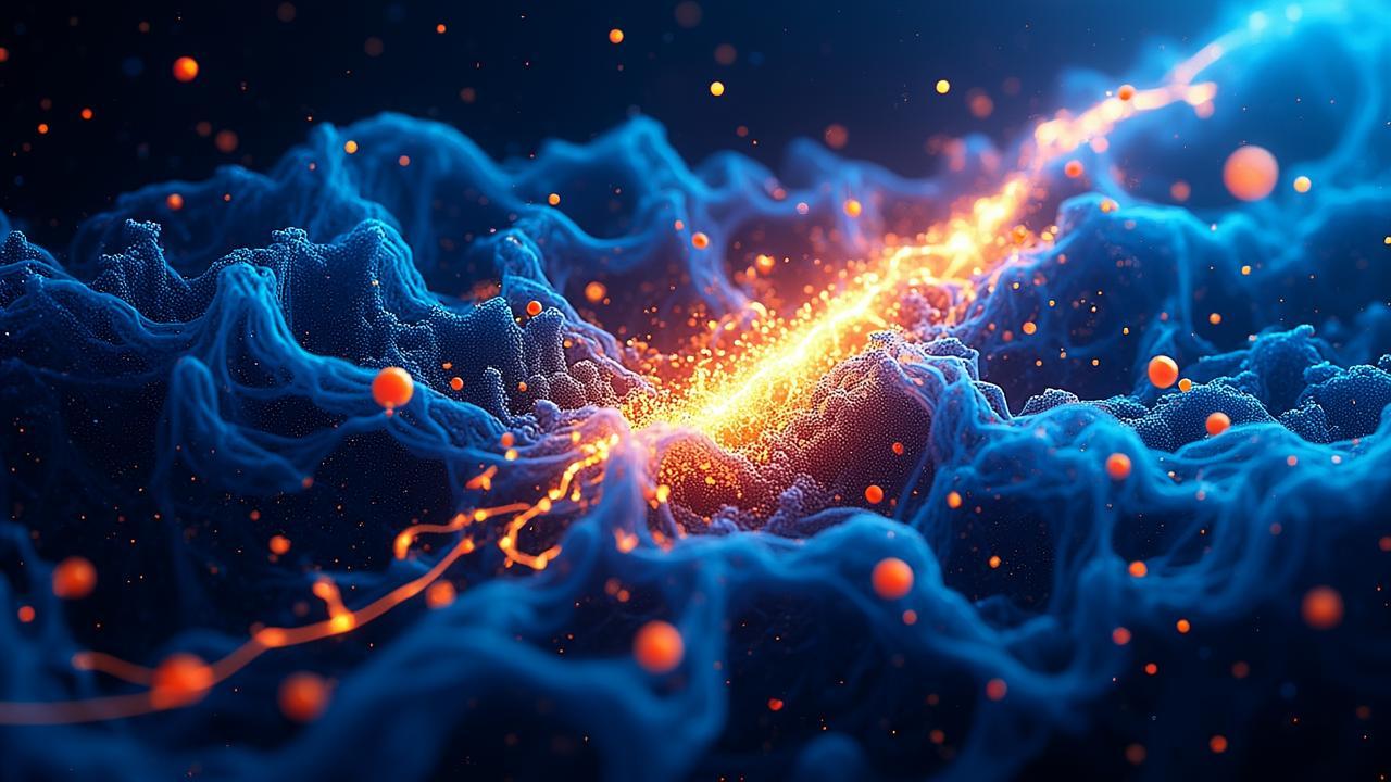 Abstract data flow imagery: streams of blue and or