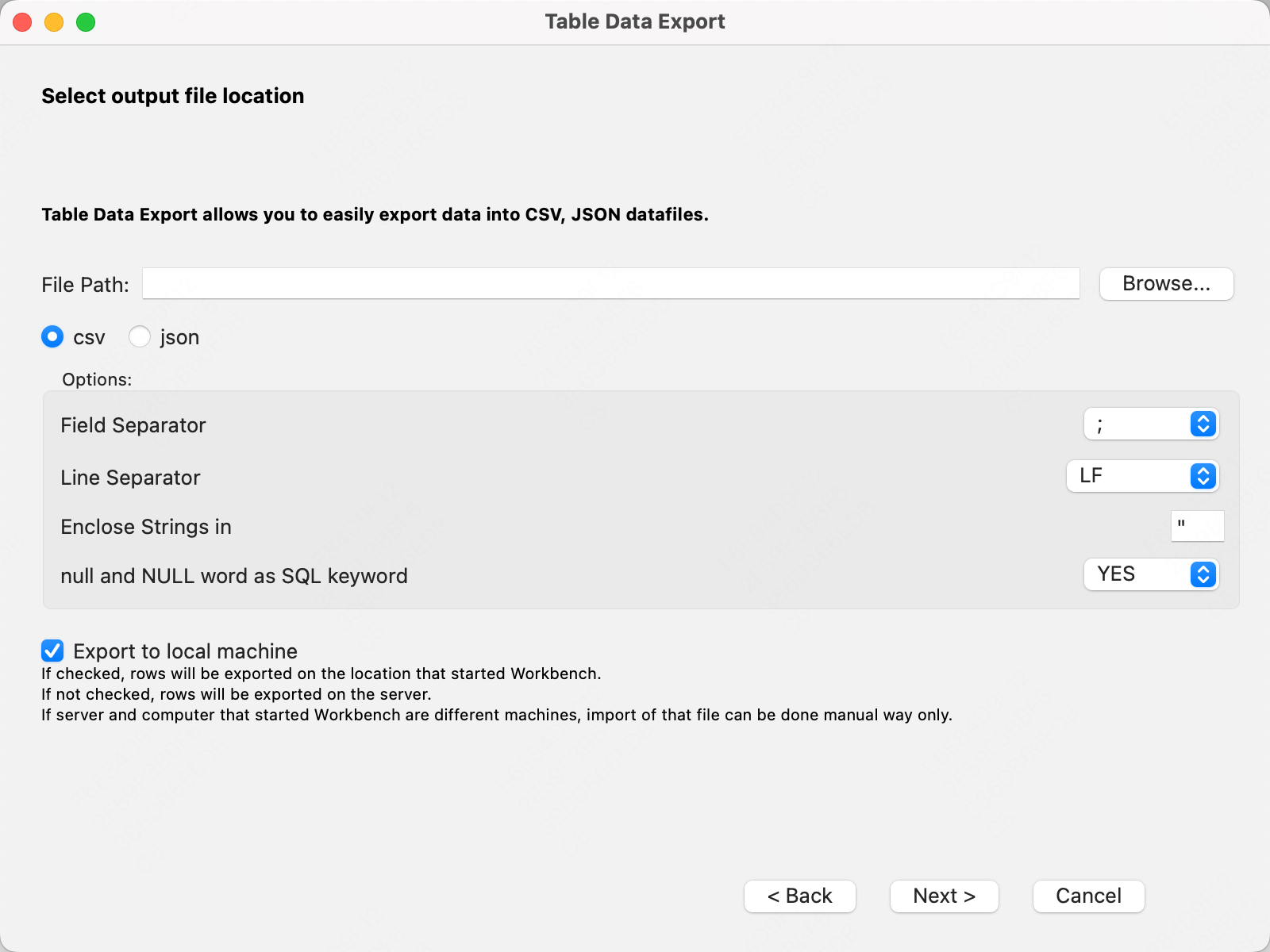 mysql workbench导出