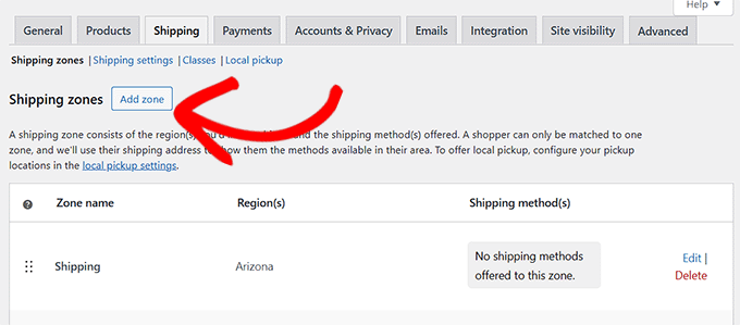 单击添加区域按钮