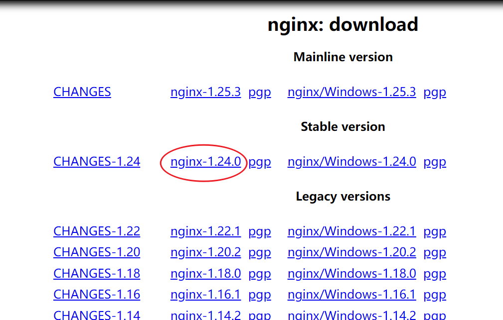 找到 Nginx 的下载链接