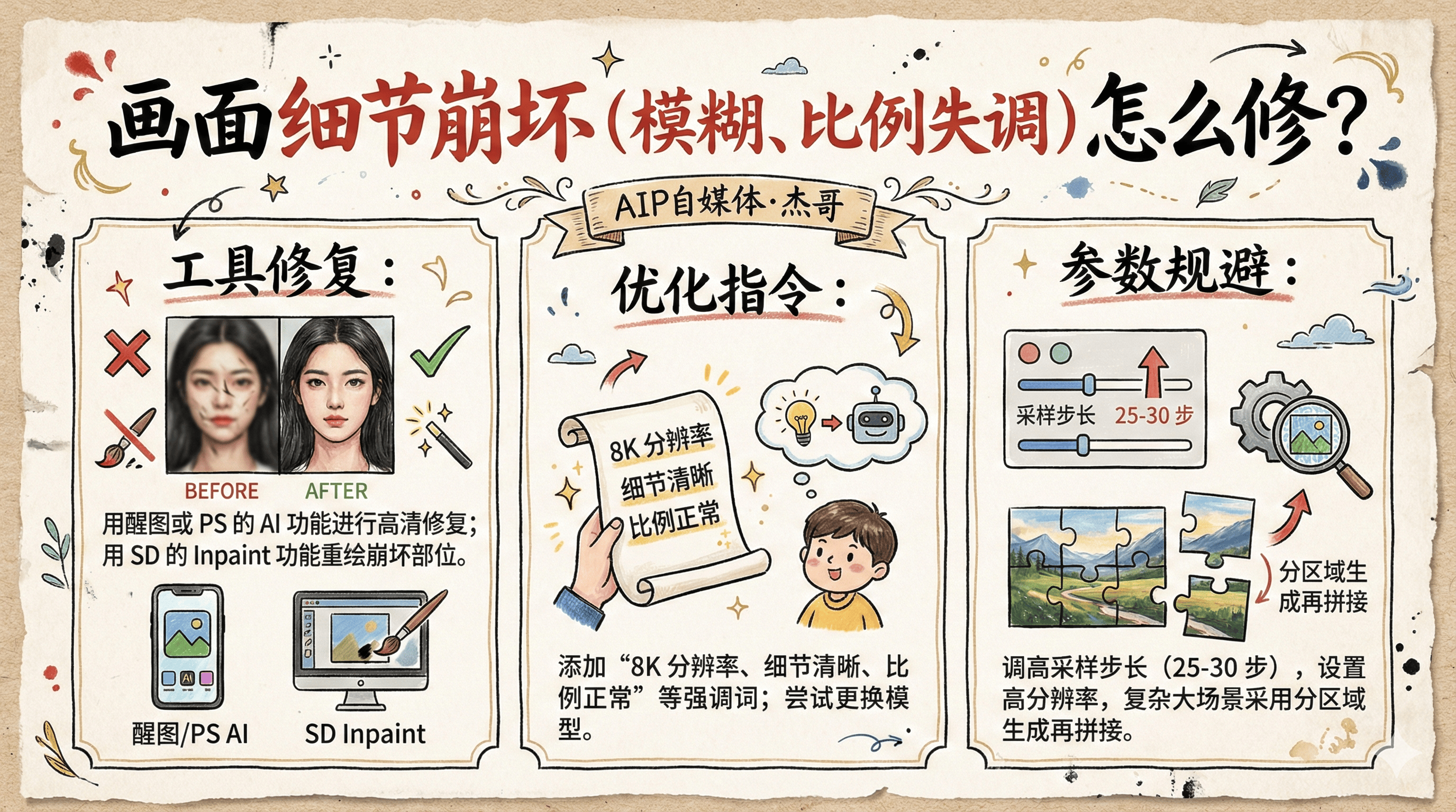 画面细节崩坏（模糊、比例失调）怎么修