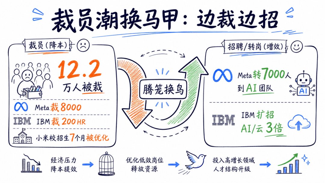 配图：2026全球科技裁员与招聘双重数据