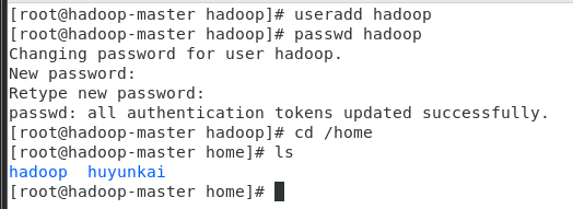 创建并设置hadoop用户密码