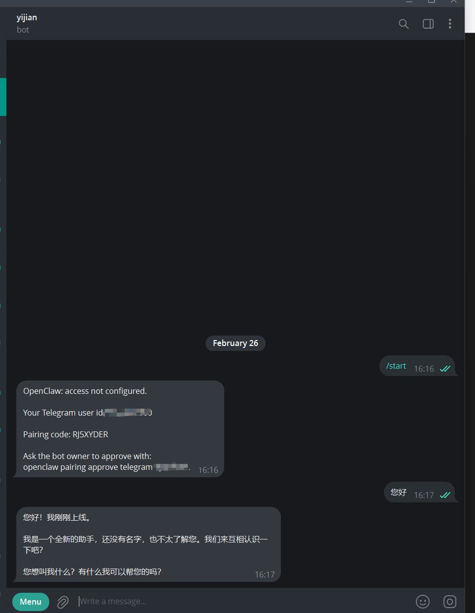 Telegram Bot 对话效果