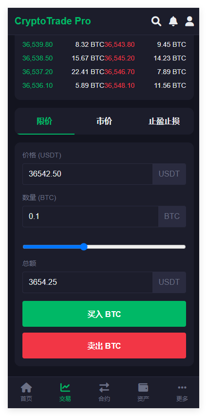 CryptoTrade Pro – 专业数字货币交易所PC+APP端合约+C2+杠杆+可二开