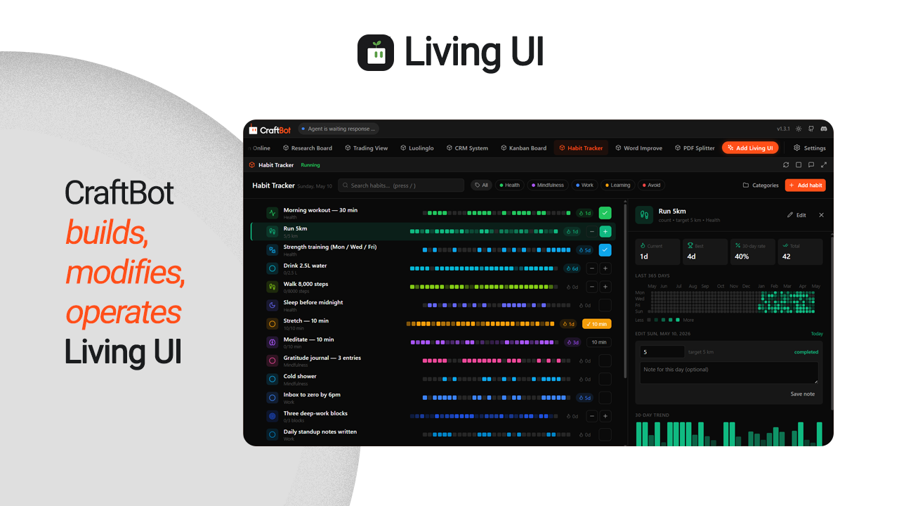 CraftBot with Living UI