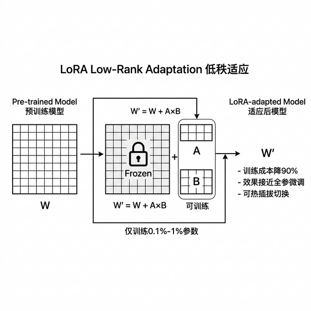 LoRA低秩适应工作流程