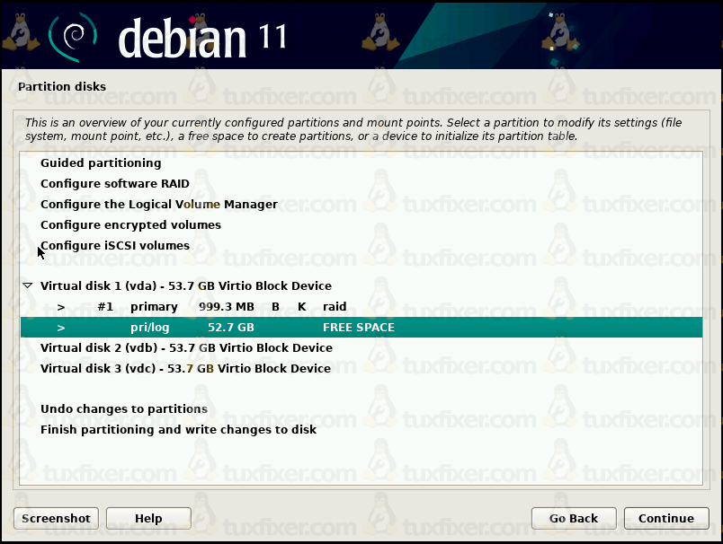 Debian 11 create partition for RAID persona