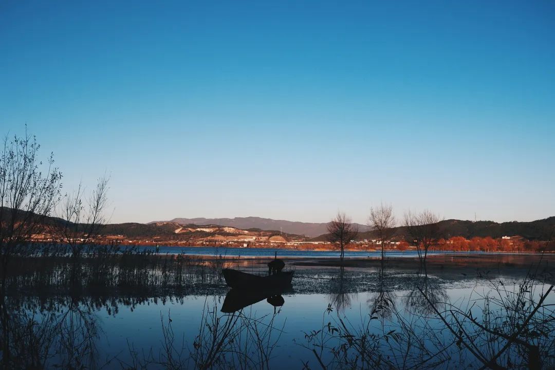 云南, 拉市海, 船, 美景, 天空, 孤独