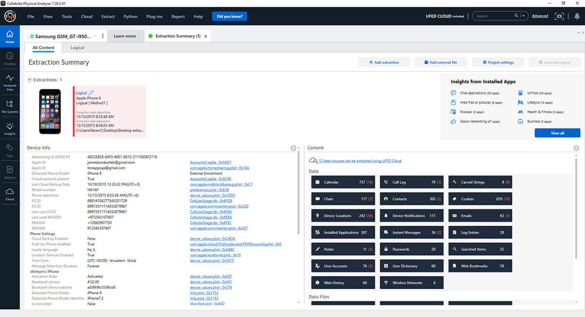 Cellebrite Physical Analyzer native format