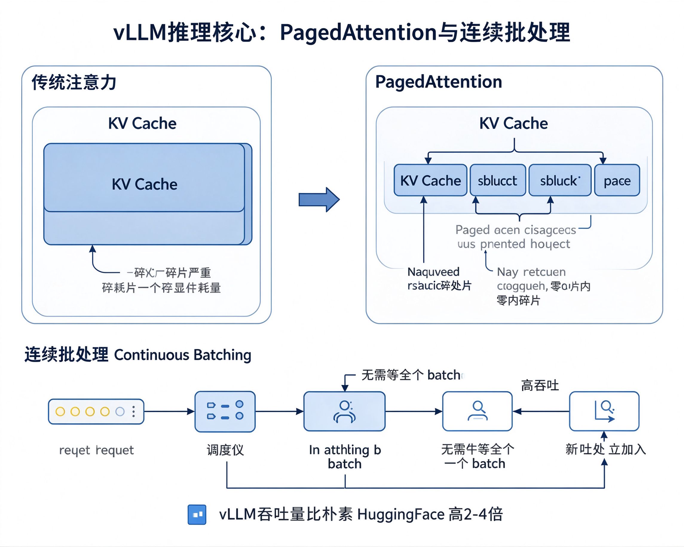 vLLM推理核心：PagedAttention与连续批处理
