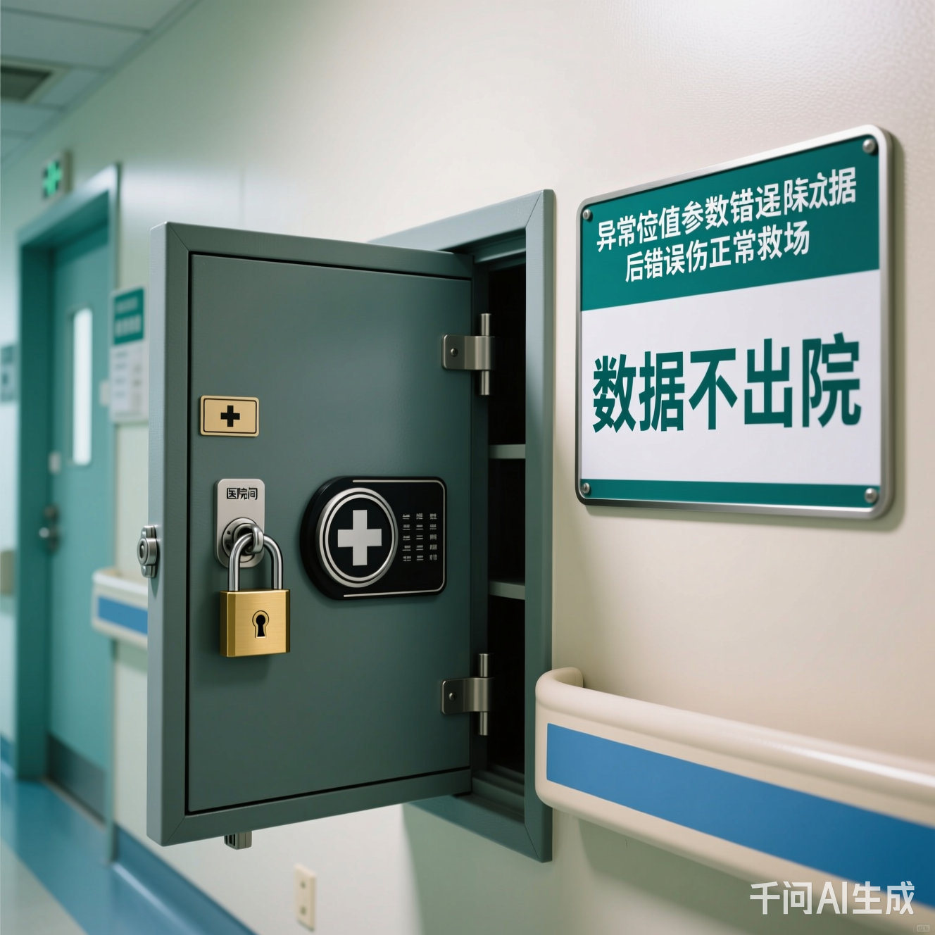 医院间的数据传递被锁在保险柜里，旁边写着"数据不出院"的牌子