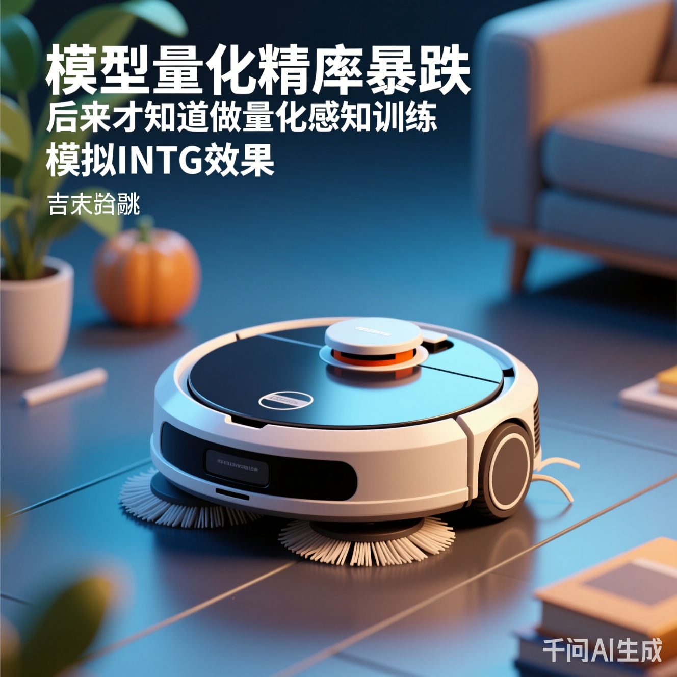 扫地机器人工作的插画