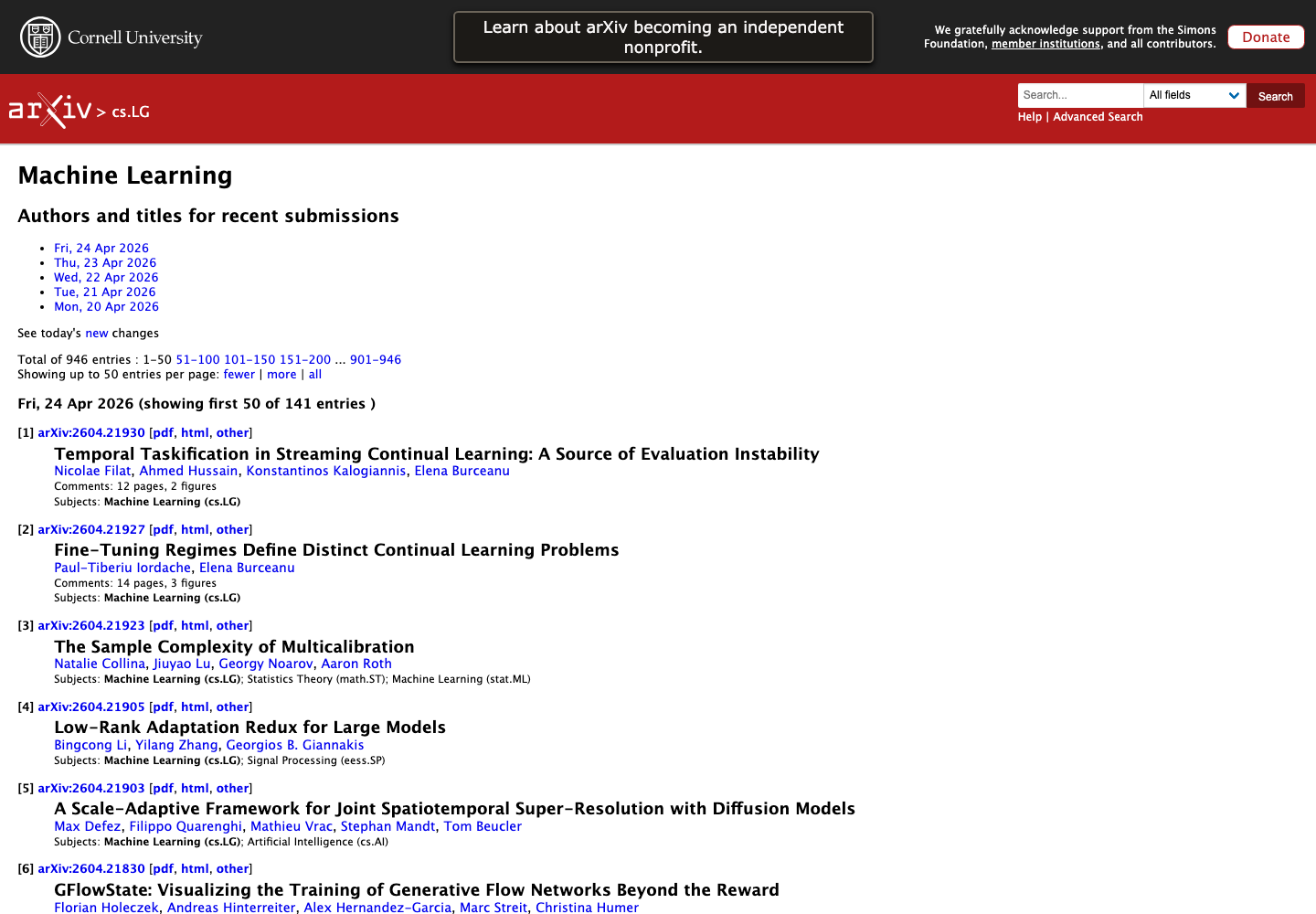 arXiv cs.LG 截图