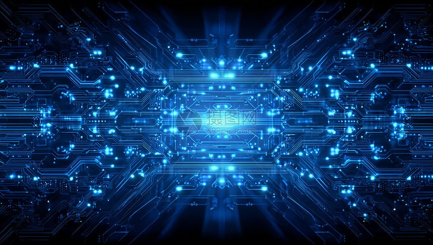 图片来源：未来科技感的蓝色电路板背景图片素材-正版创意图片602570338-摄图网