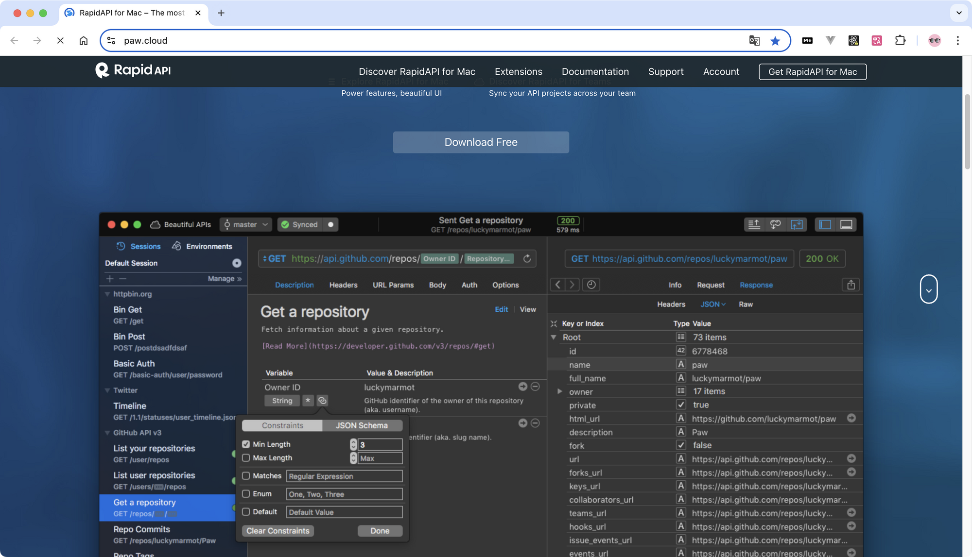 RESTful API 测试工具Paw
