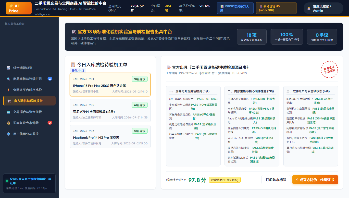 图5：PC 控制台官方 18 项质检验机实验室