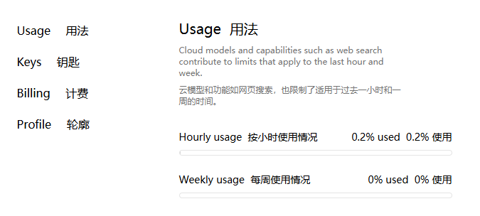 ollama 免费用量查询