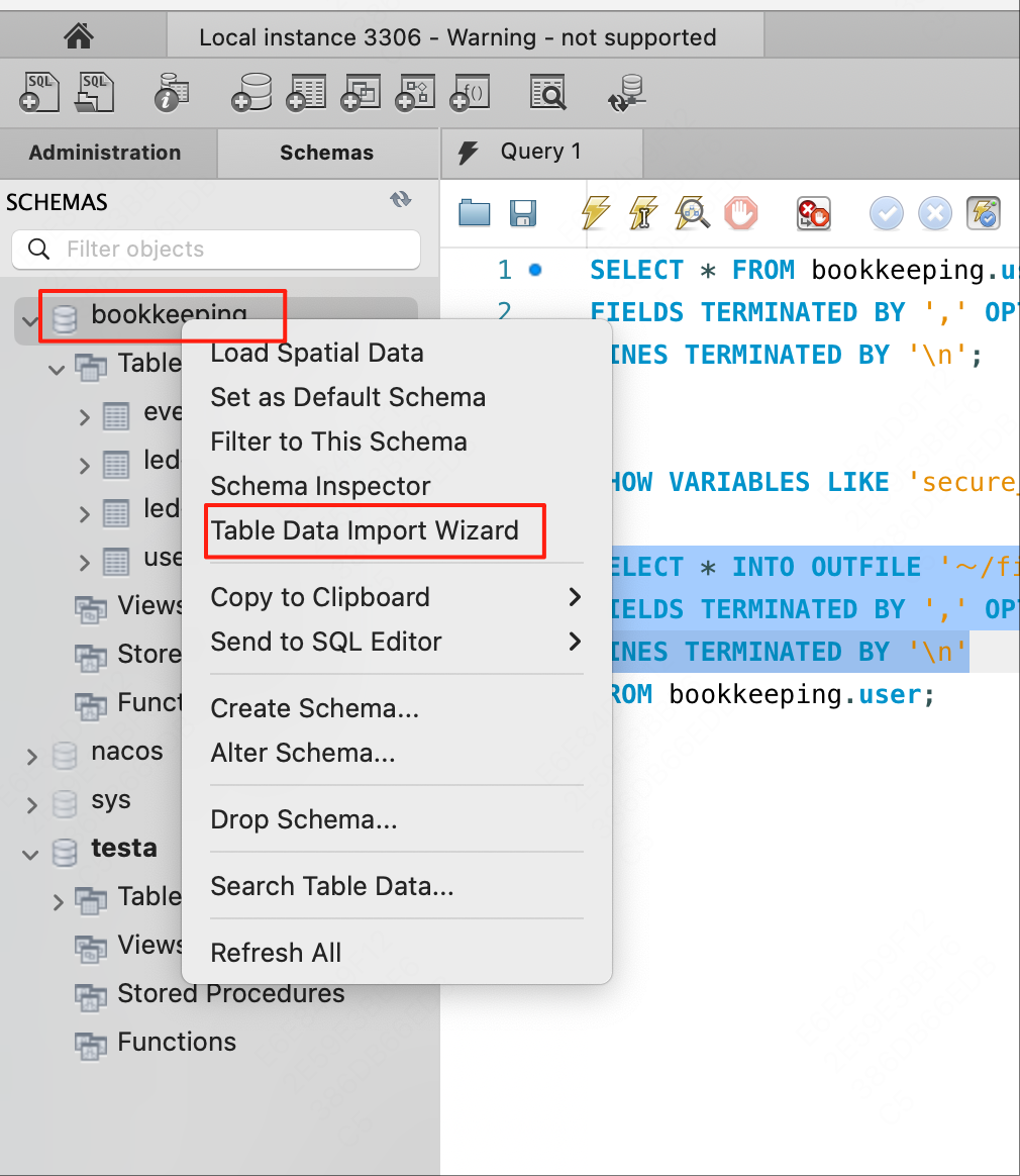 mysql workbench导入