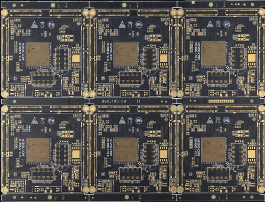 “HDI PCB 的横截面显示用于高密度设计的微孔和精细走线。”