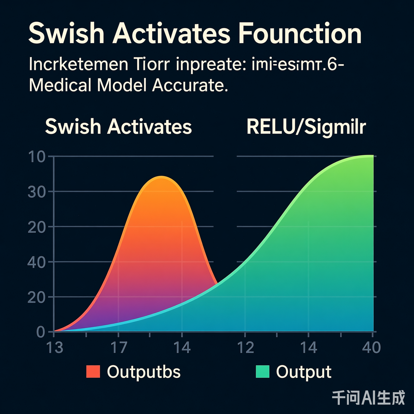 Swish激活函数与ReLU/Sigmoid的输出曲线对比