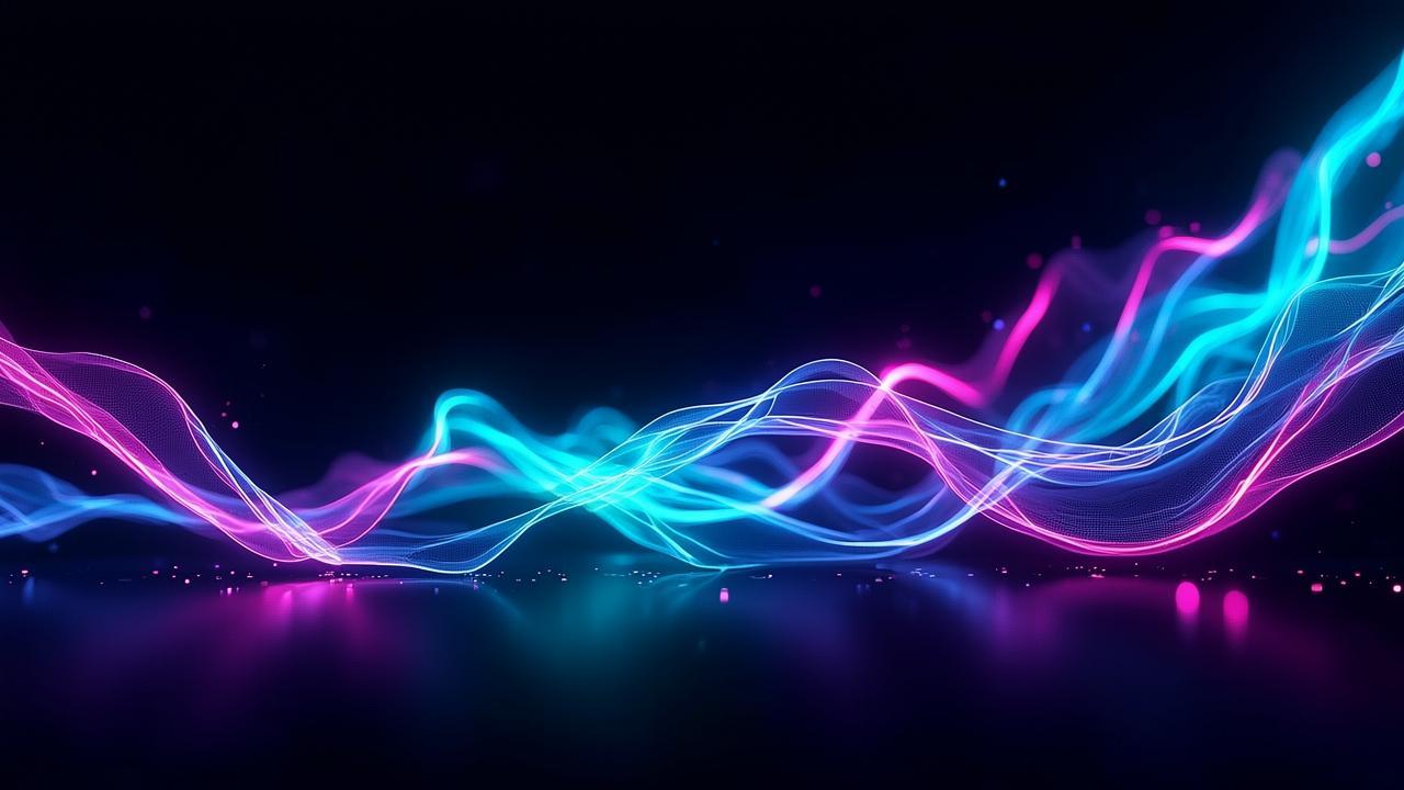 Abstract digital genesis imagery: flowing neon lig