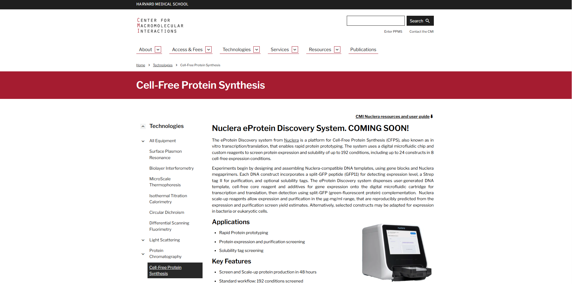 哈佛官网认证Nuclera蛋白合成系统已完成装机