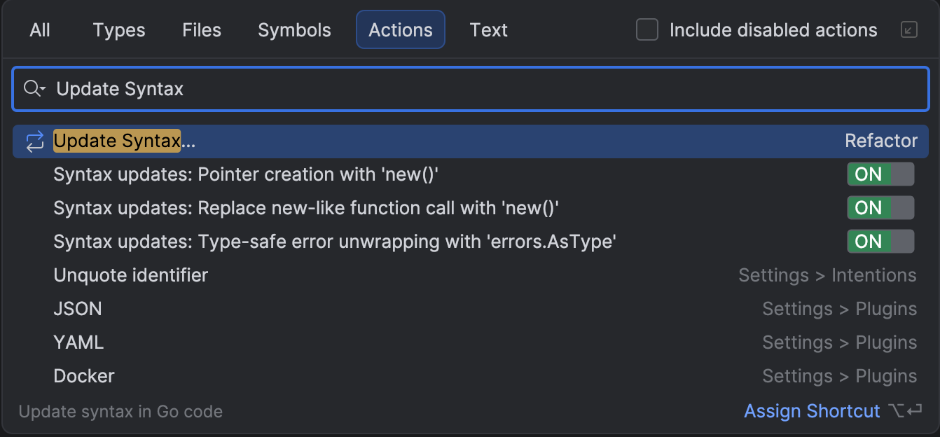 Search Everywhere 中的 Update Syntax