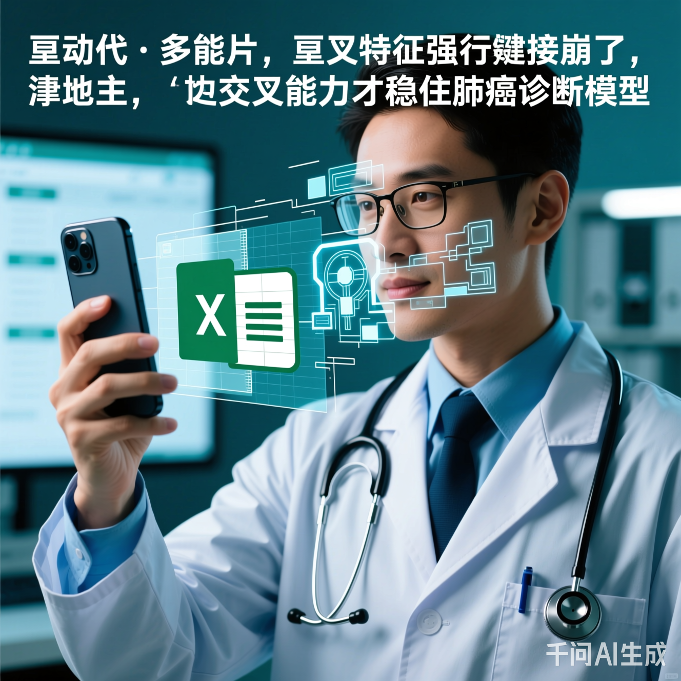 医生举手机看Excel