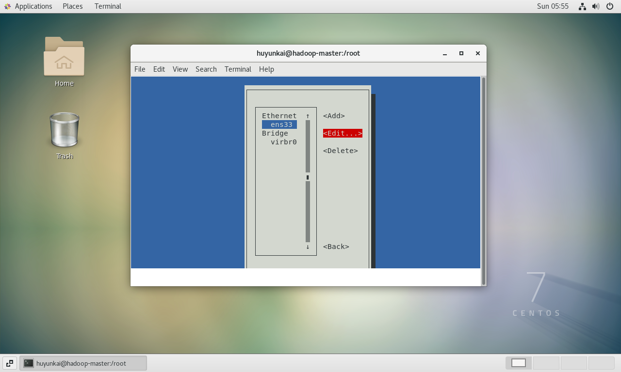 选择要编辑的网络连接ens33