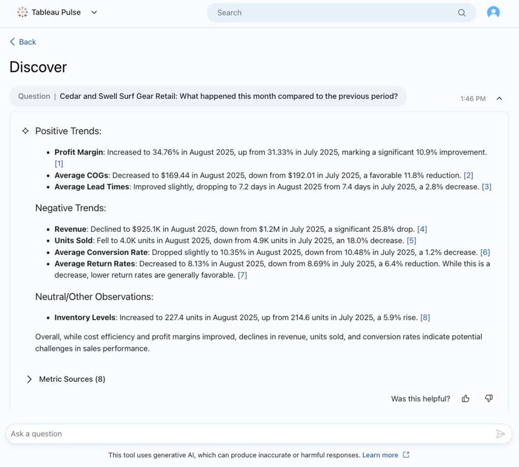 Tableau Pulse界面截图