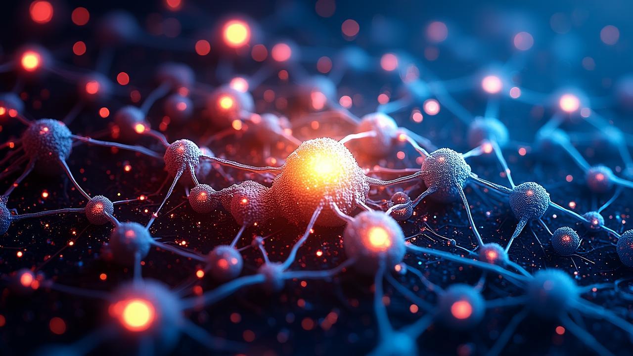 An abstract visualization of a tangled, luminous w