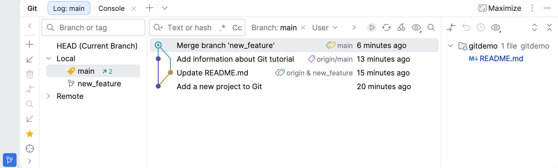 Git Log 标签页