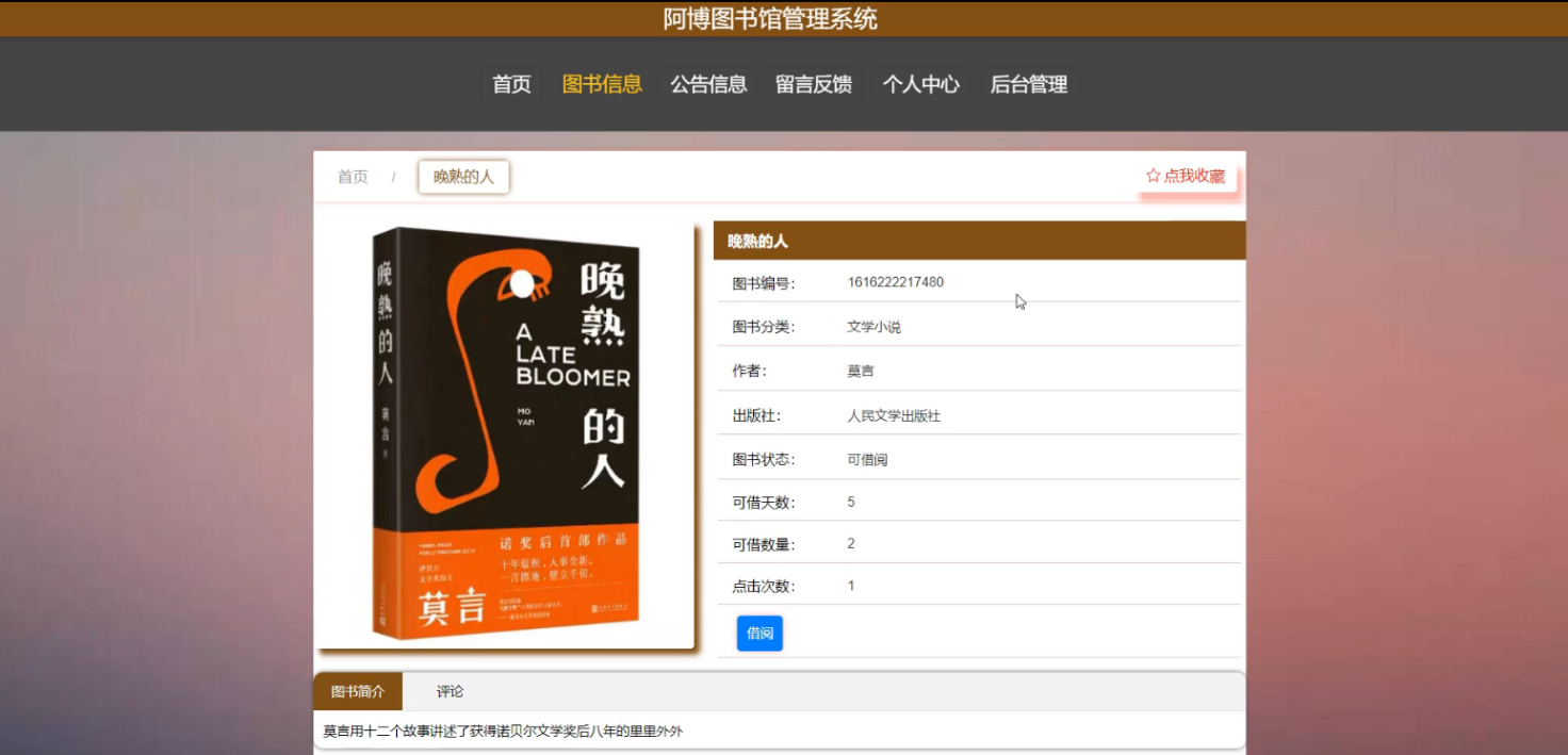 图书信息界面图