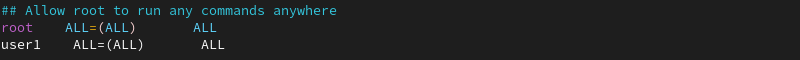 user1 ALL=\(ALL\) ALL line in Vim terminal output