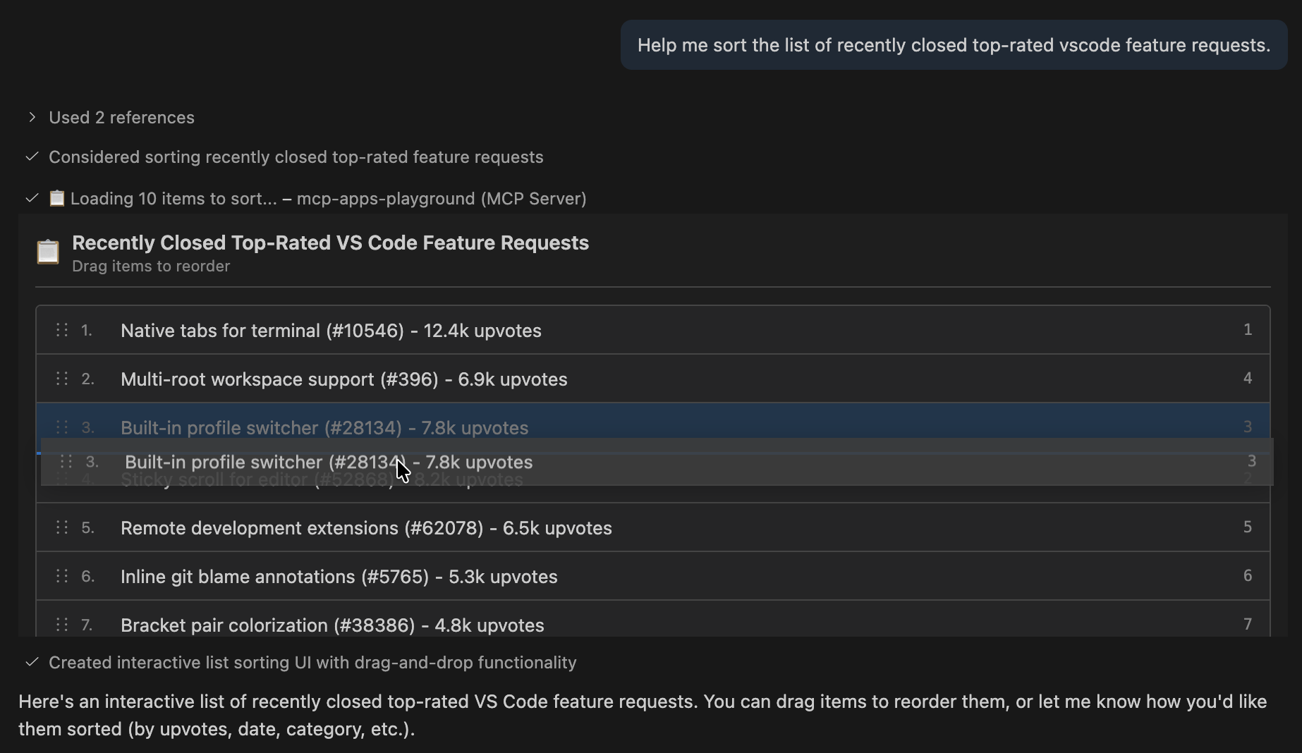 Interactive List Reordering