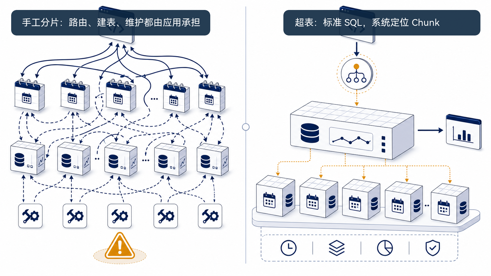 手工分片与超表管理方式对比