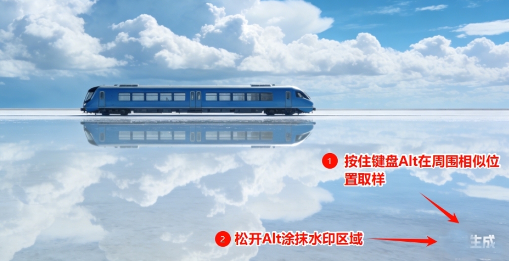 用仿制图章工具去除豆包AI生成水印