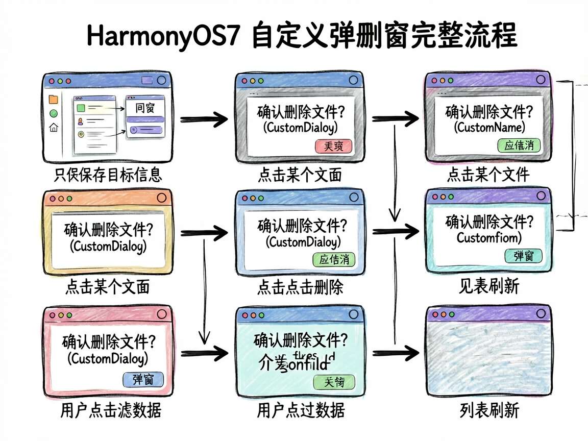 为文章《HarmonyOS7 自定义弹窗别写成一坨:页面和弹窗要有边界》绘制一张 sketch-no