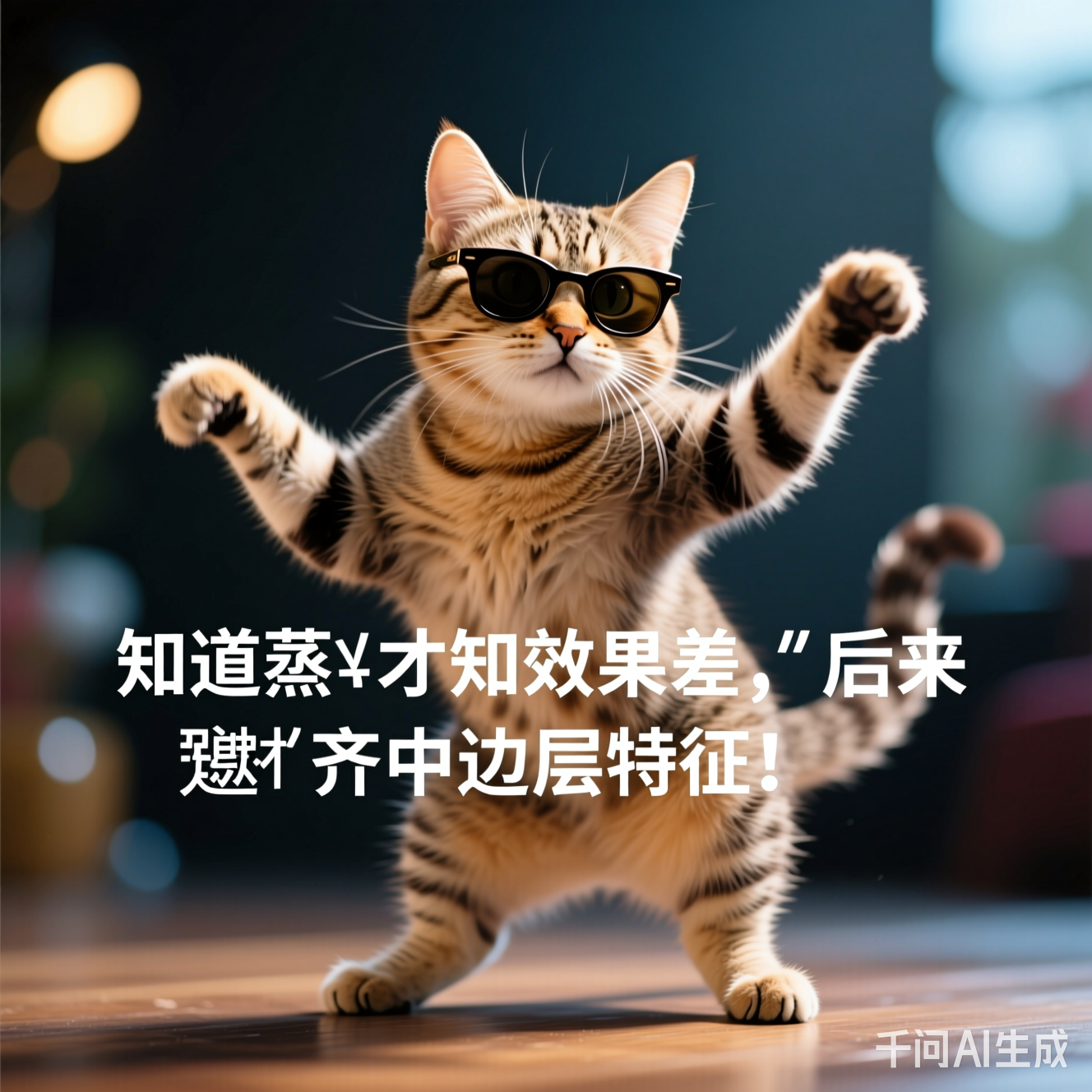 一只戴墨镜的猫在跳舞